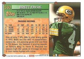 1994 Topps #530 Brett Favre Back