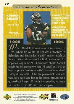 1996 Collector's Choice #72 Kordell Stewart Back