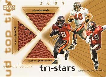 2001 Upper Deck Top Tier - Tri-Stars Footballs #3S-TB Warrick Dunn / Mike Alstott / Keyshawn Johnson Front