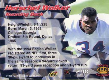 1996 Pacific #298 Herschel Walker Back