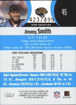 2003 Bowman's Best - Blue #45 Jimmy Smith Back
