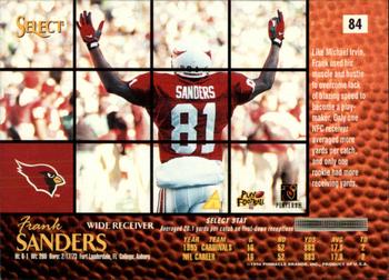 1996 Select #84 Frank Sanders Back