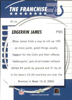2003 Score - The Franchise #TF-14 Edgerrin James Back