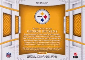 2022 Panini National Treasures - Rookie Material Signatures RPS #RMS-GPI George Pickens Back