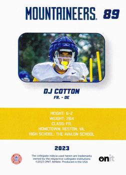 2023 ONIT Athlete West Virginia Mountaineers #NNO DJ Cotton Back