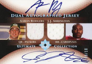 2005 Upper Deck Ultimate Collection - Game Jersey Autographs Duals #DJA-RA Aaron Rodgers / J.J. Arrington Front