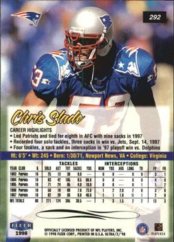 1998 Ultra #292 Chris Slade Back