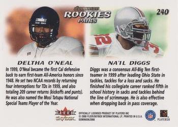2000 SkyBox Dominion #240 Deltha O'Neal / Na'il Diggs Back