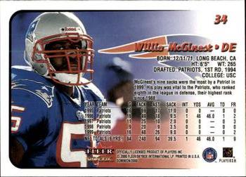 2000 SkyBox Dominion #34 Willie McGinest Back