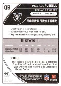 2007 Topps Total - Silver #441 JaMarcus Russell Back