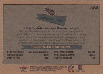 2001 Fleer Tradition Glossy #368 Tennessee Titans Back