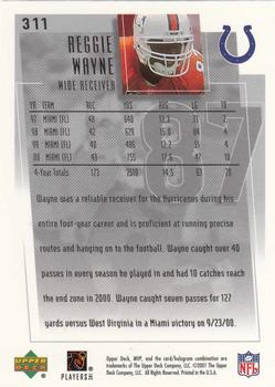 2001 Upper Deck MVP #311 Reggie Wayne Back