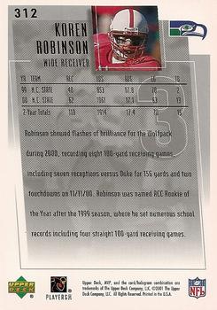 2001 Upper Deck MVP #312 Koren Robinson Back
