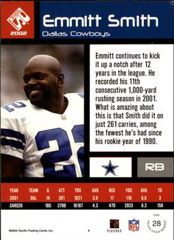 2002 Pacific Private Stock Reserve #28 Emmitt Smith Back