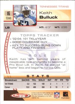 2005 Topps Total #16 Keith Bulluck Back