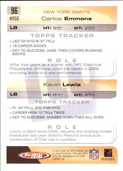 2005 Topps Total #96 Kevin Lewis / Carlos Emmons Back