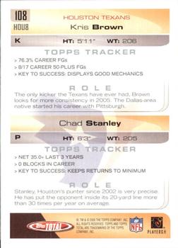 2005 Topps Total #108 Chad Stanley / Kris Brown Back