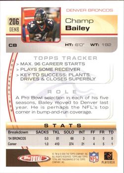 2005 Topps Total #206 Champ Bailey Back