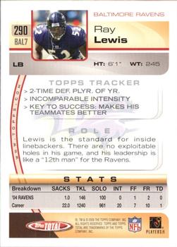 2005 Topps Total #290 Ray Lewis Back