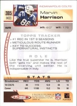 2005 Topps Total #305 Marvin Harrison Back