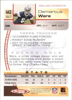 2005 Topps Total #443 DeMarcus Ware Back