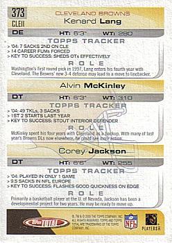 2005 Topps Total #373 Kenard Lang / Alvin McKinley / Corey Jackson Back