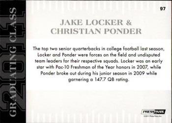 2011 Press Pass #97 Jake Locker / Christian Ponder Back