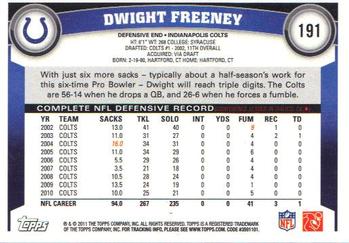 2011 Topps #191 Dwight Freeney Back
