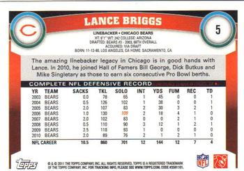 2011 Topps #5 Lance Briggs Back
