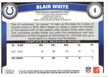 2011 Topps #8 Blair White Back