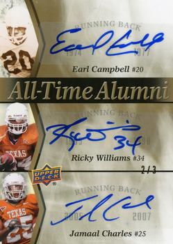 2011 Upper Deck University of Texas - All-Time Alumni Trios Autographs #ATAT-CWC Earl Campbell / Ricky Williams / Jamaal Charles Front