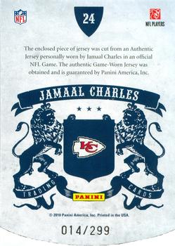 2010 Panini Crown Royale - All Pros Materials #24 Jamaal Charles Back