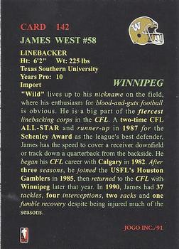 1991 JOGO #142 James West Back
