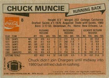 1981 Topps Coca-Cola San Diego Chargers #8 Chuck Muncie Back