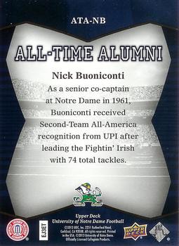 2013 Upper Deck University of Notre Dame - All Time Alumni #ATA-NB Nick Buoniconti Back