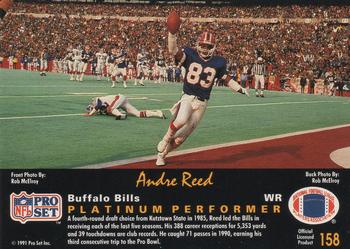 1991 Pro Set Platinum #158 Andre Reed Back