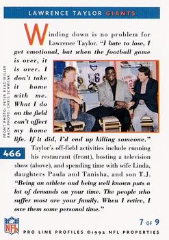 1992 Pro Line Profiles #466 Lawrence Taylor Back