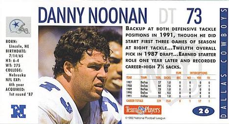 1992 GameDay #26 Danny Noonan Back