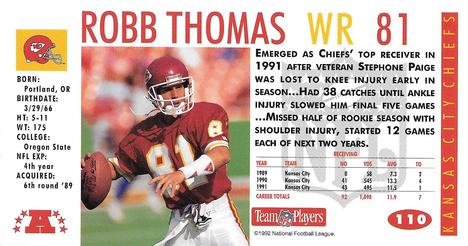 1992 GameDay #110 Robb Thomas Back