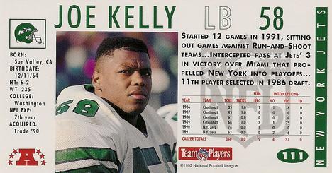 1992 GameDay #111 Joe Kelly Back