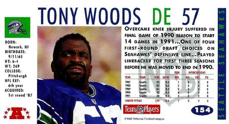 1992 GameDay #154 Tony Woods Back