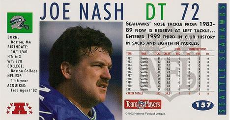 1992 GameDay #157 Joe Nash Back