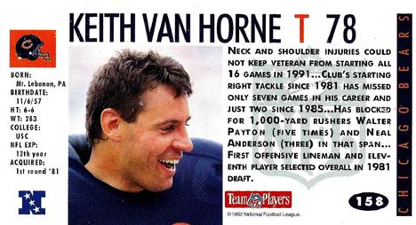 1992 GameDay #158 Keith Van Horne Back