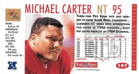 1992 GameDay #197 Michael Carter Back