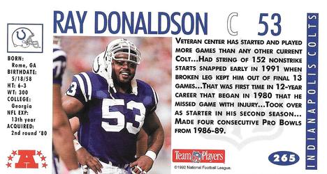 1992 GameDay #265 Ray Donaldson Back