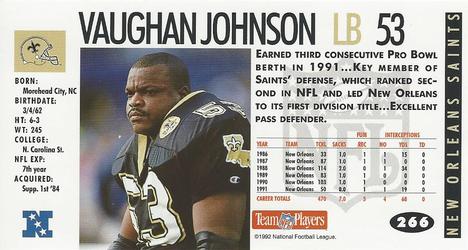 1992 GameDay #266 Vaughan Johnson Back