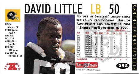 1992 GameDay #298 David Little Back