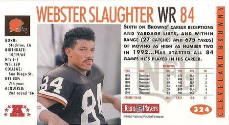 1992 GameDay #324 Webster Slaughter Back