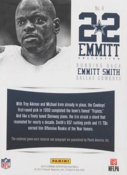2013 Panini Certified - Emmitt Smith Collection Signature Materials #4 Emmitt Smith Back