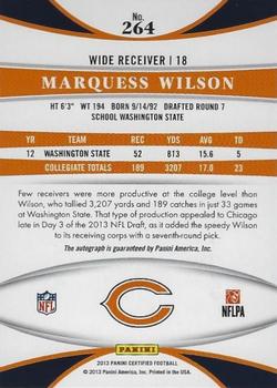 2013 Panini Certified - Mirror Red Signatures #264 Marquess Wilson Back